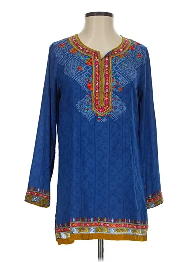 Pre-owned Biba Long Sleeve Blouse In Blue