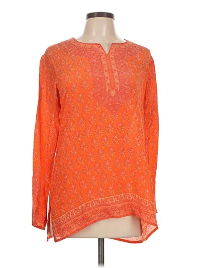 Pre-owned Biba Long Sleeve Blouse In Orange
