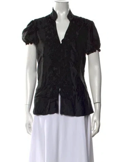 Pre-owned Biba Silk V-neck Blouse In Black