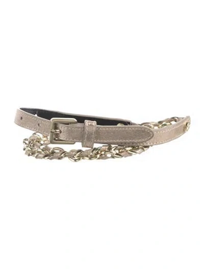 Pre-owned Biba Skinny Leather Chain-link Belt In Metallic