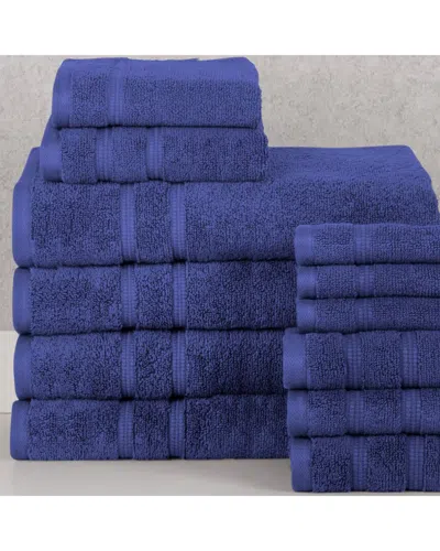 Bibb Home 12 Piece Zero Twist Egyptian Cotton Towe In Blue