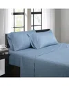Bibb Home 1500 Thread Count Damask Stripe 4pc Sheet Set In Blue