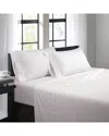 Bibb Home 1500 Thread Count Damask Stripe 4pc Sheet Set In White