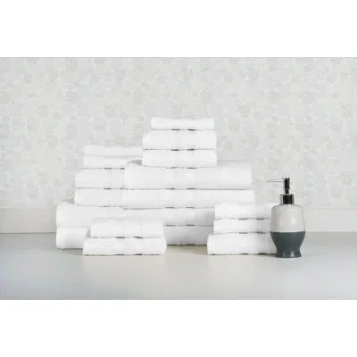 Bibb Home 18 Piece Egyptian-quality Cotton Towel Set In White