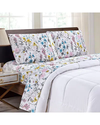 BIBB HOME BIBB HOME 1800 THREAD COUNT 4PC EGYPTIAN LUXURY PRINTED SHEET SET