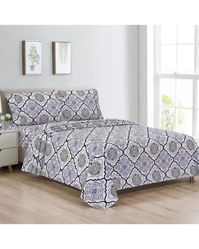 Bibb Home 1800 Thread Count 4pc Egyptian Luxury Printed Sheet Set