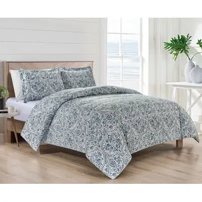 Bibb Home 1800 Thread Count Series 3 Pc Duvet Cover Set In Beige,blue