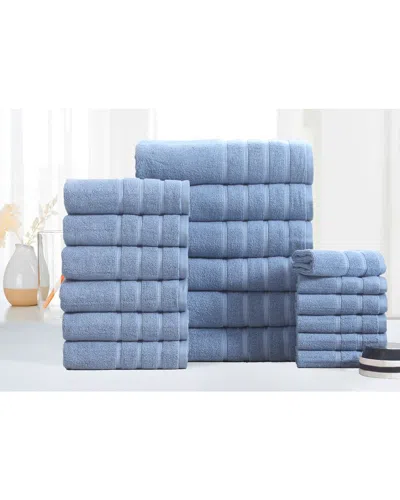 Bibb Home 18pc Zero Twist Egyptian Cotton Towel Set In Blue