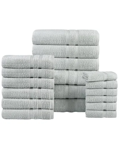 Bibb Home 18pc Zero Twist Egyptian Cotton Towel Set In Gray