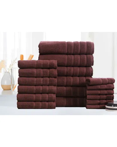 Bibb Home 18pc Zero Twist Egyptian Cotton Towel Set In Brown