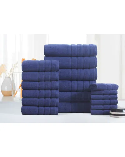 Bibb Home 18pc Zero Twist Egyptian Cotton Towel Set In Blue