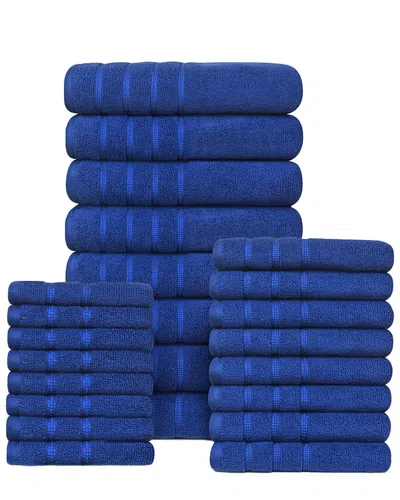 Bibb Home 24pc Zero Twist Egyptian Cotton Towel Set In Blue