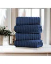 Bibb Home 4 Pack Ribbed Egyptian Cotton Bath Towel