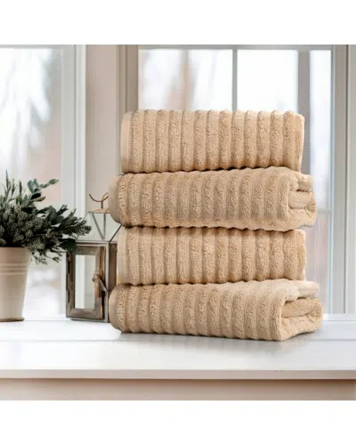 BIBB HOME BIBB HOME 4-PACK RIBBED EGYPTIAN COTTON BATH TOWEL SET