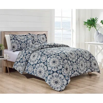 Bibb Home 4 Pc Down Alternative Comforter Set In Blue,beige