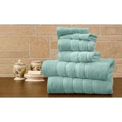 Bibb Home 6 Piece Egyptian-quality Cotton Towel Set In Aqua