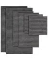 Bibb Home 6 Piece Ribbed Egyptian Cotton Towel Set