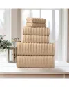 Bibb Home 6 Piece Ribbed Egyptian Cotton Towel Set