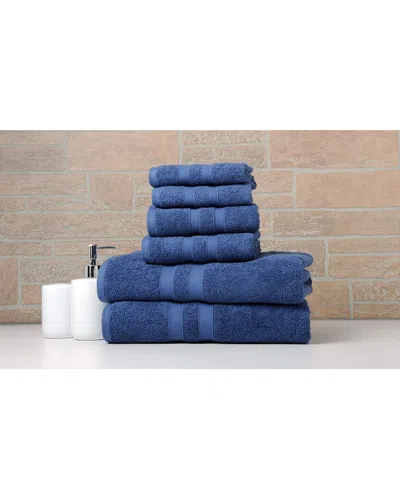 Bibb Home 6pc Egyptian Cotton Towel Set In Blue