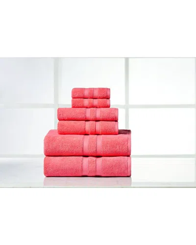 Bibb Home 6pc Egyptian Cotton Towel Set In Pink
