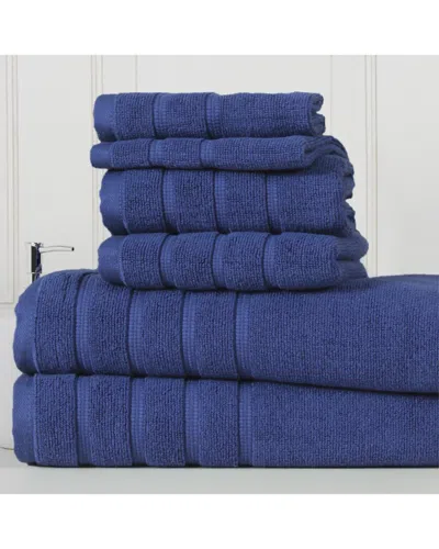 Bibb Home 6pc Zero Twist Egyptian Cotton Towel Set In Blue