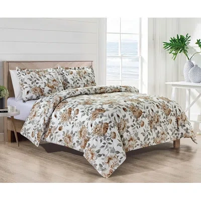 Bibb Home Egyptian Luxury 1800 Count 3 Piece Duvet Cover Set - 7 Patterns In Brown,beige