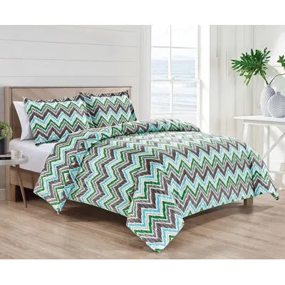 Bibb Home Egyptian Luxury 1800 Count 3 Piece Duvet Cover Set - 7 Patterns In Green,gray,beige