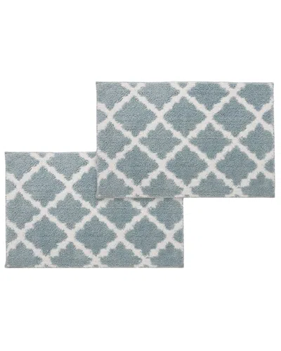 BIBB HOME BIBB HOME SET OF 2 TRELLIS MICRO SHAG BATH RUGS