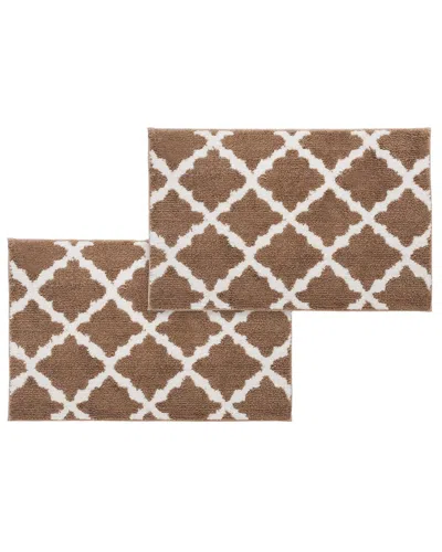 BIBB HOME BIBB HOME SET OF 2 TRELLIS MICRO SHAG BATH RUGS
