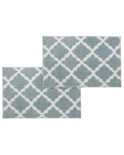 BIBB HOME BIBB HOME SET OF 2 TRELLIS MICRO SHAG BATH RUGS