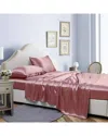 Bibb Home Silky Satin 4 Piece Sheet Set - Blush