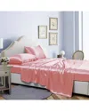 Bibb Home Silky Satin 4 Piece Sheet Set - Blush