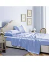 Bibb Home Silky Satin 4 Piece Sheet Set - Light Bl