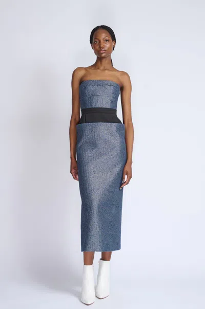 Bibhu Mohapatra Beehive Tweed Strapless Dress
