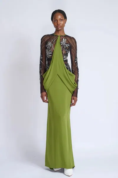 Bibhu Mohapatra Cactus 4ply Crepe Gown In Green