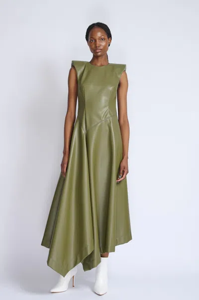 Bibhu Mohapatra Cactus Vegan Leather Dress In Green