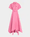 Bibhu Mohapatra Camellia Belted Faille Trench Maxi Dress In Red