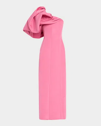 Bibhu Mohapatra Camellia Draped Cloud One-shoulder Faille Dress