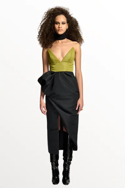 Bibhu Mohapatra Color- Block Faille Dress In Black