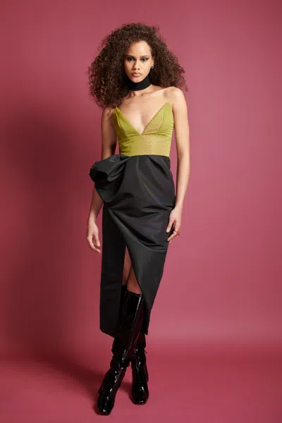 Bibhu Mohapatra Color Block Faille Dress In Black