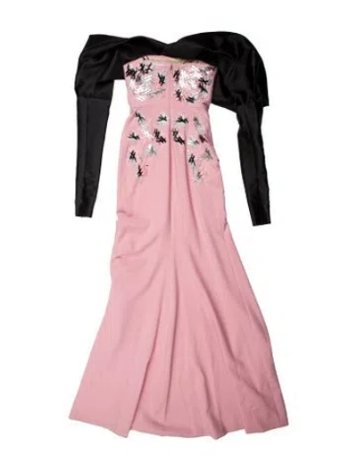 Pre-owned Bibhu Mohapatra Colorblock Pattern Long Dress In Pink