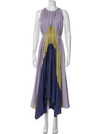 Pre-owned Bibhu Mohapatra Colorblock Pattern Long Dress In Purple
