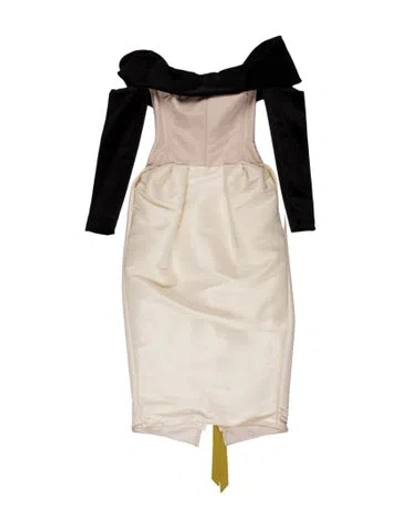 Pre-owned Bibhu Mohapatra Cowl Neck Midi Length Dress In Neutral