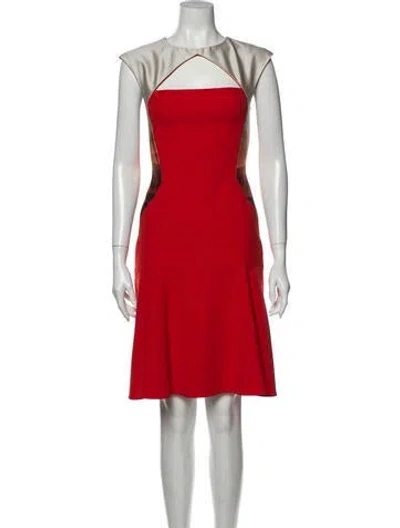 Pre-owned Bibhu Mohapatra Crew Neck Knee-length Dress In Red