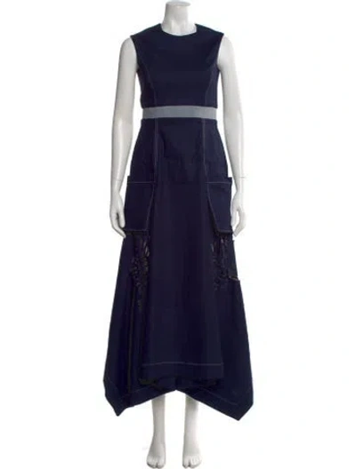 Pre-owned Bibhu Mohapatra Crew Neck Long Dress In Blue