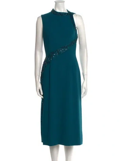 Pre-owned Bibhu Mohapatra Crew Neck Long Dress In Green