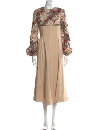Pre-owned Bibhu Mohapatra Crew Neck Long Dress In Neutral