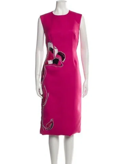 Pre-owned Bibhu Mohapatra Crew Neck Midi Length Dress In Pink