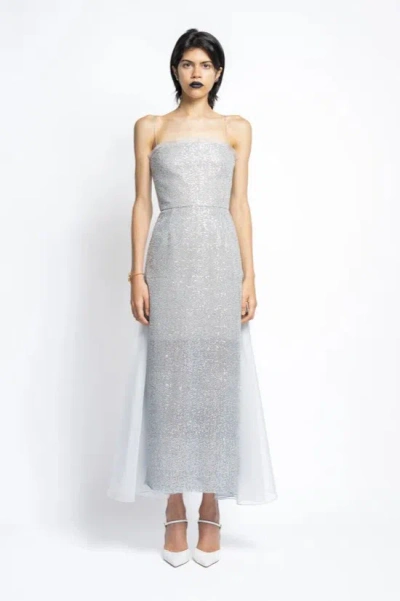 Bibhu Mohapatra Embroidered Sequin And Organza Cocktail Dress In Gray
