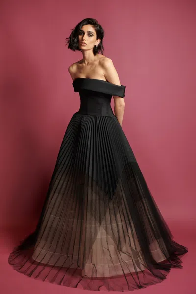 Bibhu Mohapatra Faille And Tulle Gown In Black